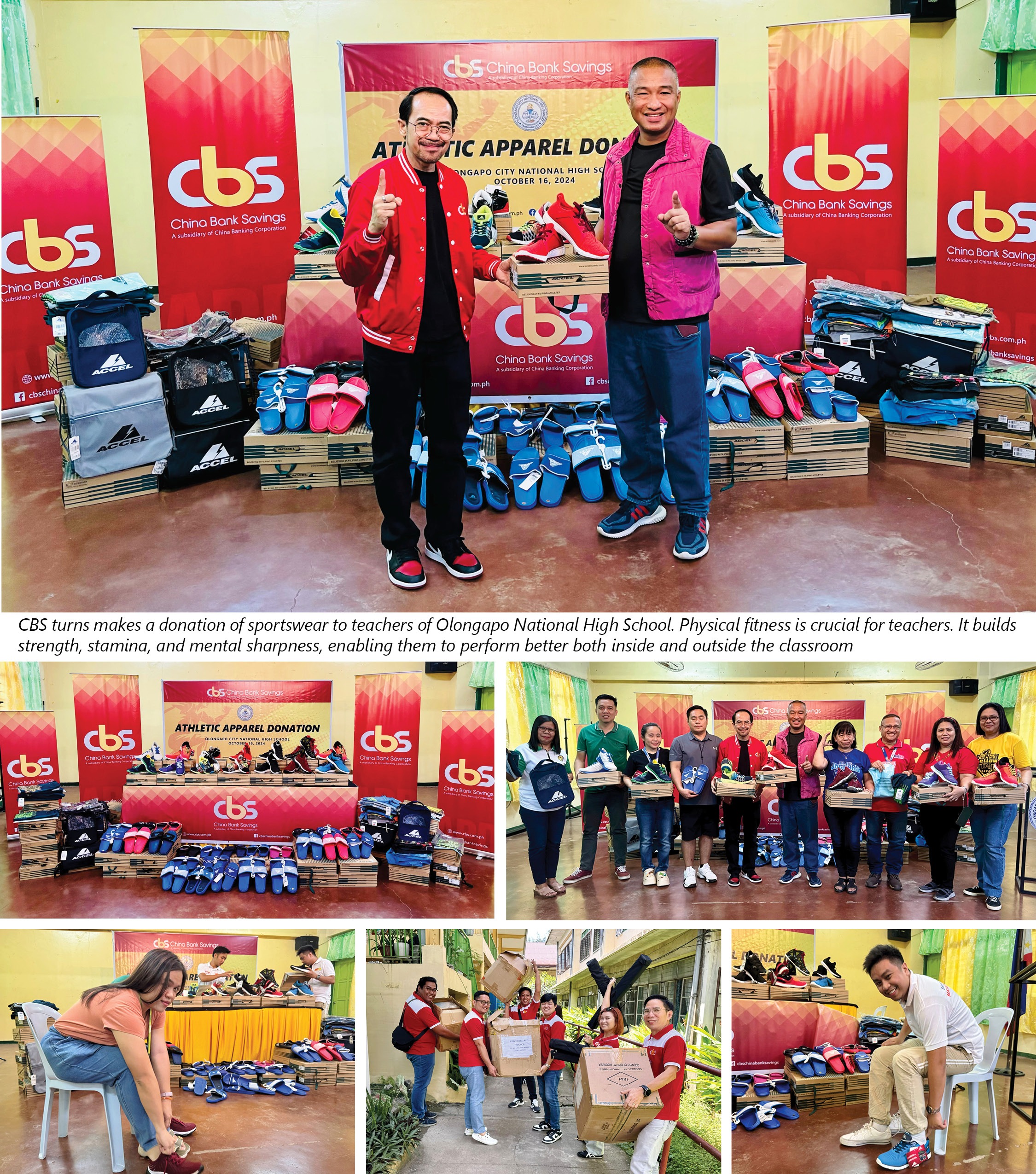Olongapo HS faculty receives sportswear package from CBS - China Bank ...